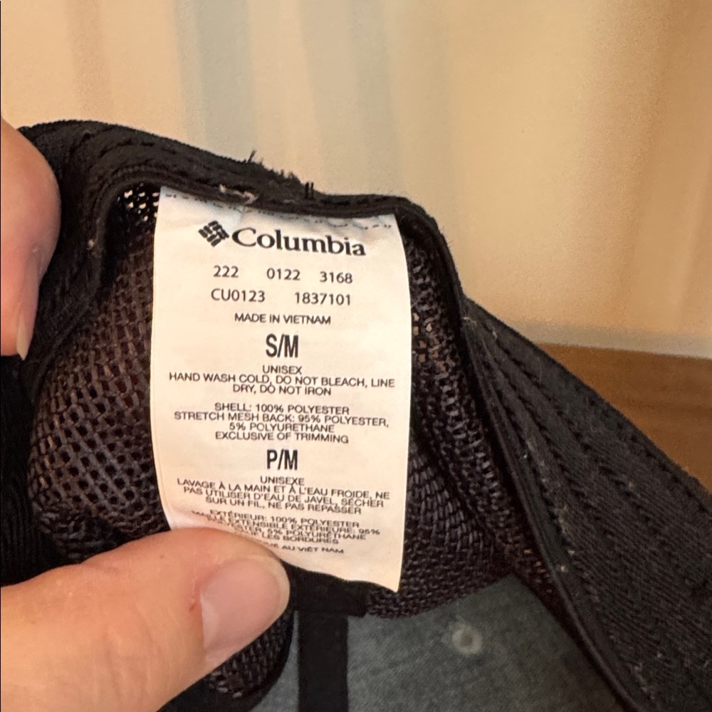 Columbia Hat Cap Size S/M Flexfit Stretch Gray Tree Flag Patch Mesh - Picture 9 of 10